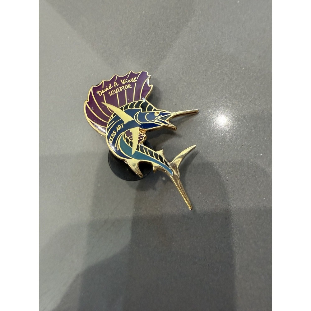 MARLIN GAME FISH SALT WATER FISHING SWORD LAPEL PIN BADGE David A Wirth Sculptor